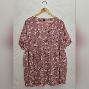 Emery Rose Dusty Rose Floral Peasant Tunic